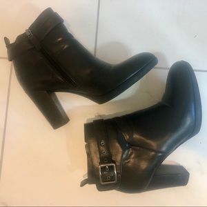 Franco Sarto black heeled Moto booties